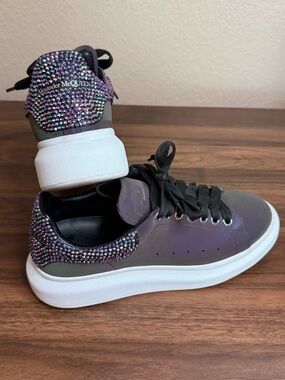 Alexander McQueen Iridescent Purple Crystal Heel Oversized Sneaker